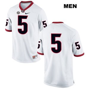 Men's Georgia Bulldogs NCAA #5 Terry Godwin Nike Stitched White Authentic No Name College Football Jersey LMW5054UD